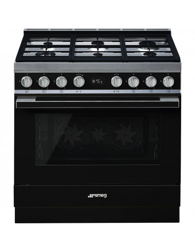 Cocina Smeg CPF9GMBL  6 fuegos  gas  90x60cm