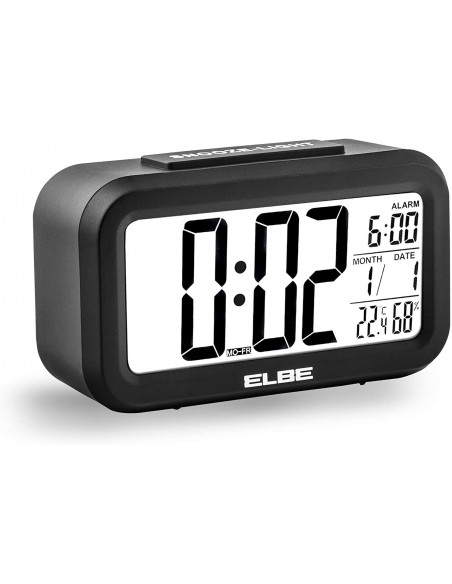 Reloj despertador Elbe RD668N  digit negro temp h